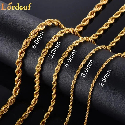 Gold Plated Twist Rope Necklace